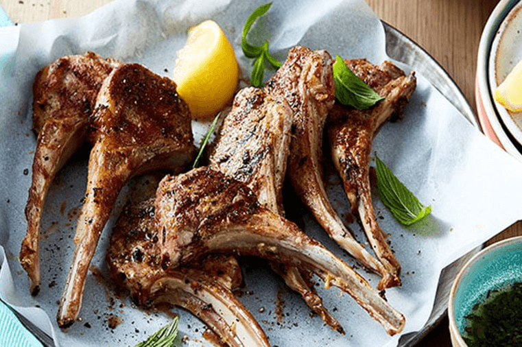 Lemon & Garlic Cutlets with Fresh Mint Sauce